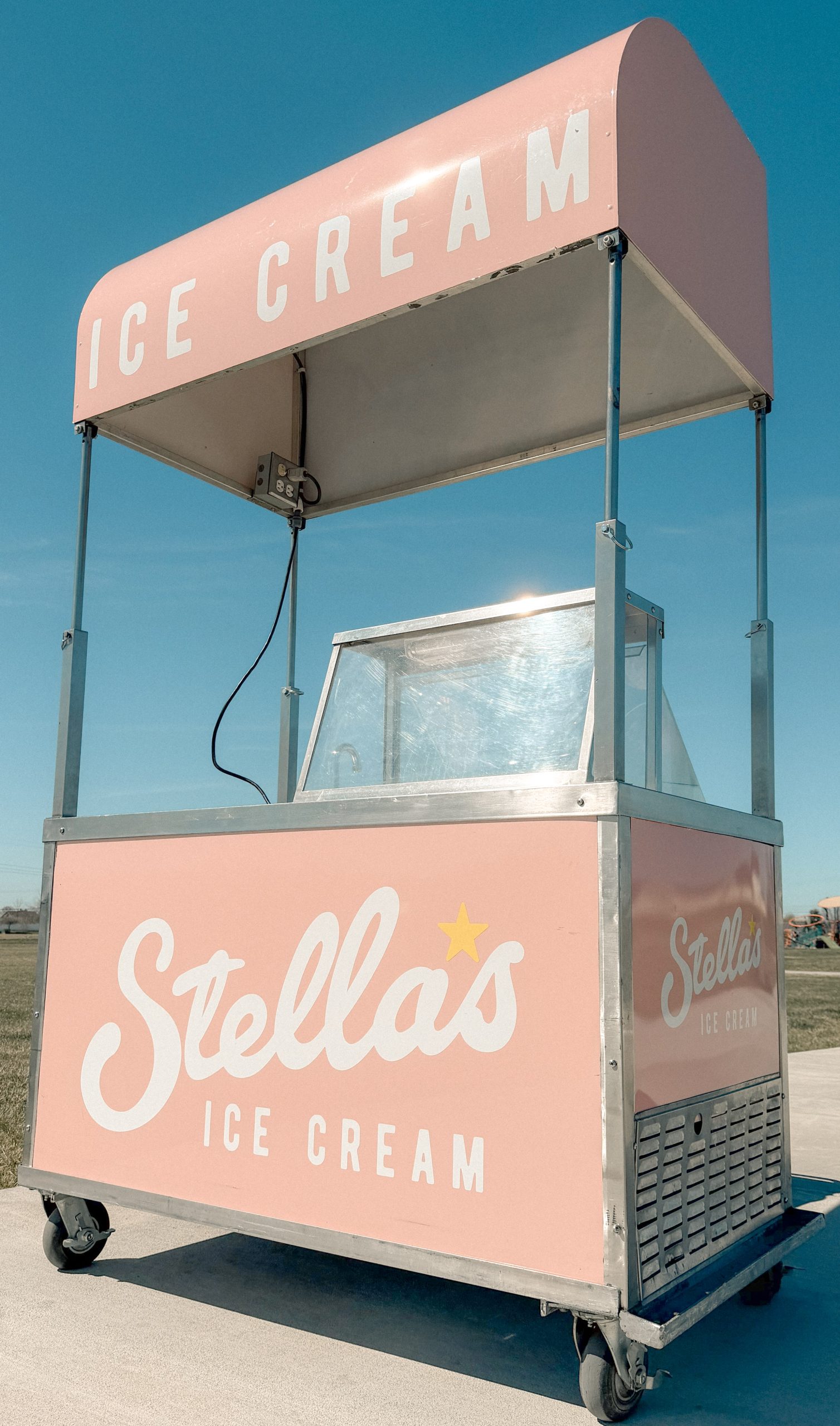 Stella's pink ice cream cart with server